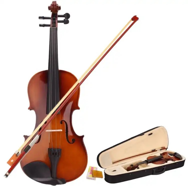 Violin With Case Bow Strings Wiping Cloth Fingerboard Sticker Full Size Violin 4/4
