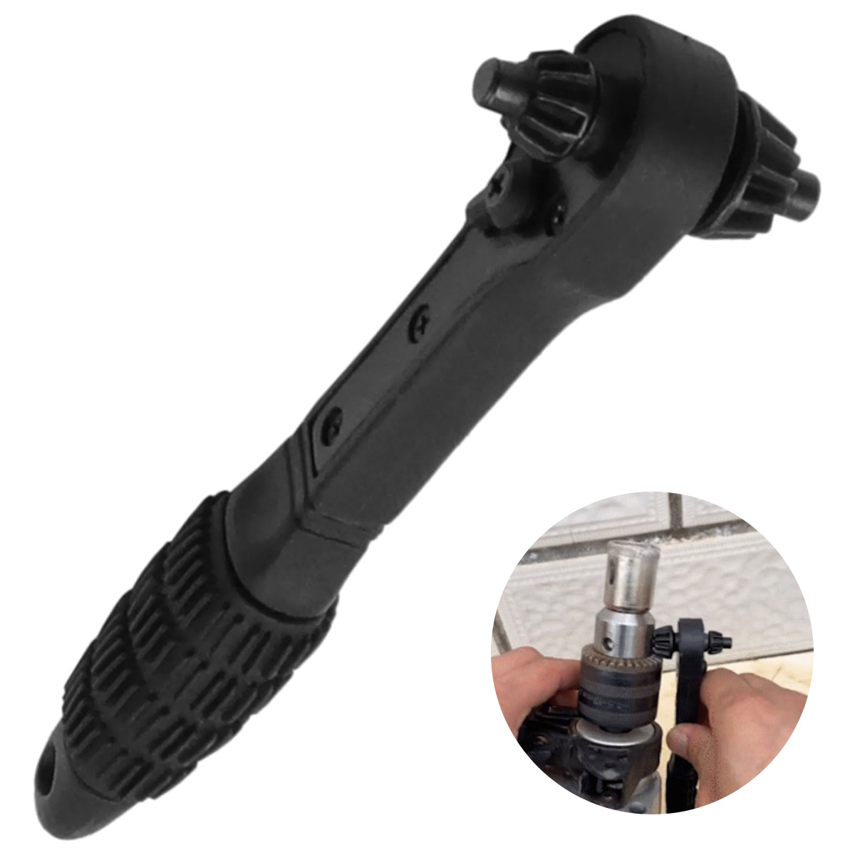 2-in-1 Drill Chuck Key Wrench Ratchet Dual-use Spanner Woodworking Power Tool