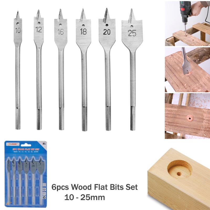 Flat Drill Bit set 10, 12 , 16 ,18 , 20 , 25 for wood popular size angle grinder hole